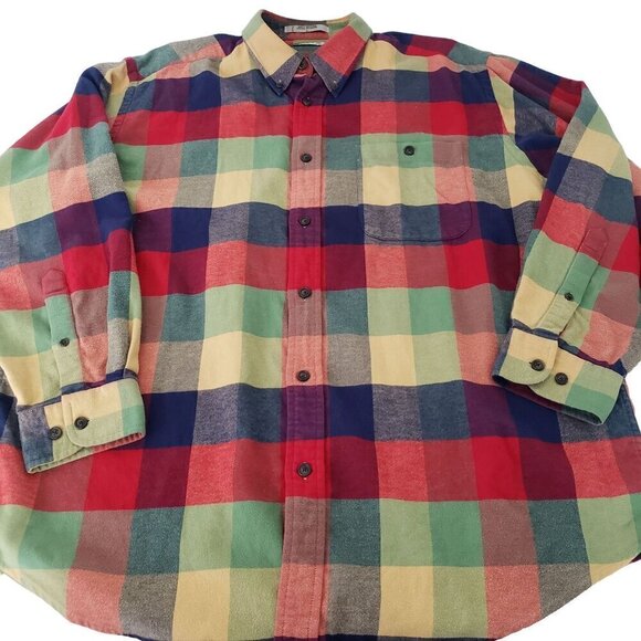 Orvis Check Flannel Shirt Plaid 100% Cotton Long Sleeve Mens Button Up Sz Large - Picture 1 of 8